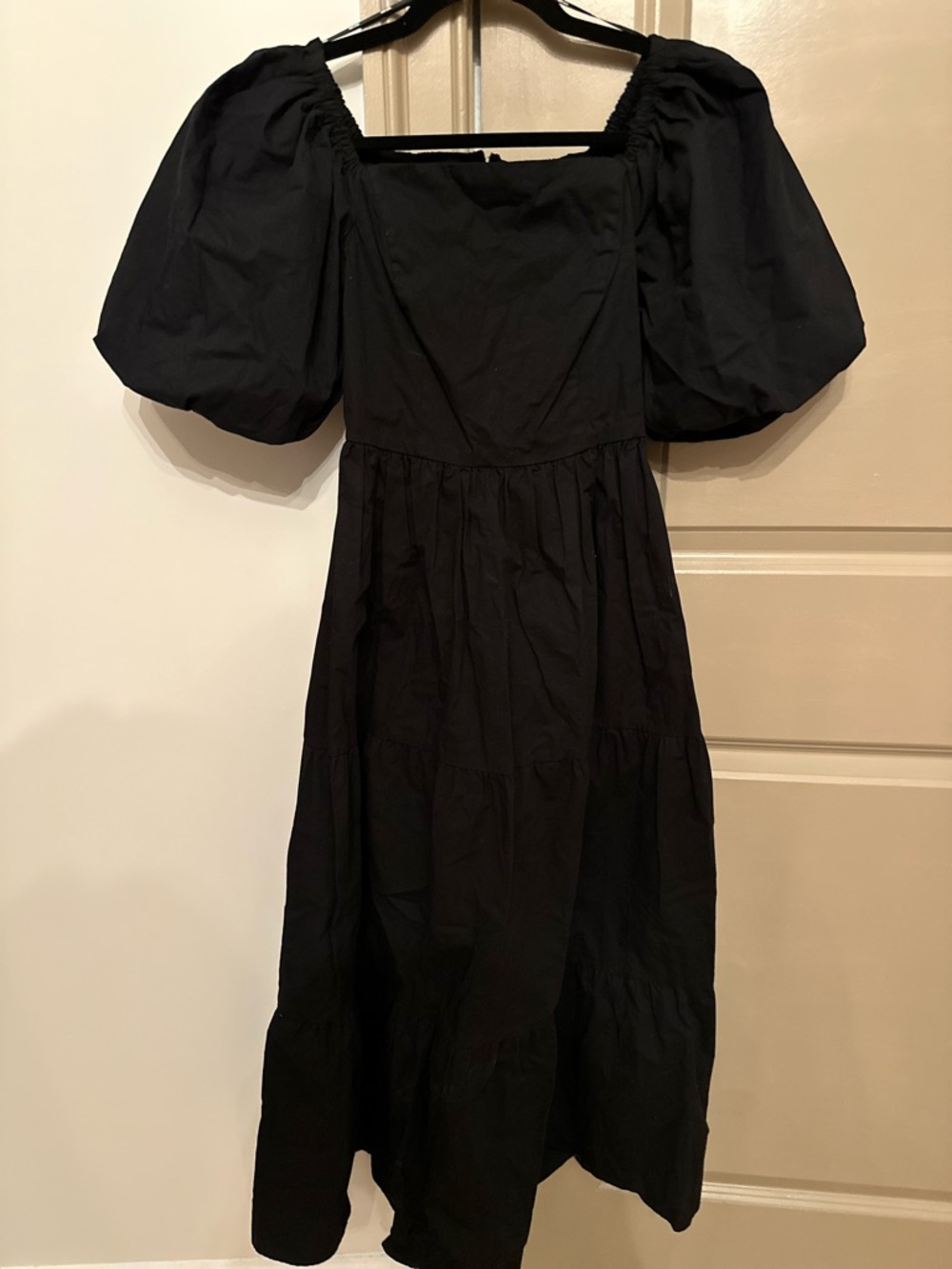 DKNY Black Puff-Sleeve Midi Dress xxs